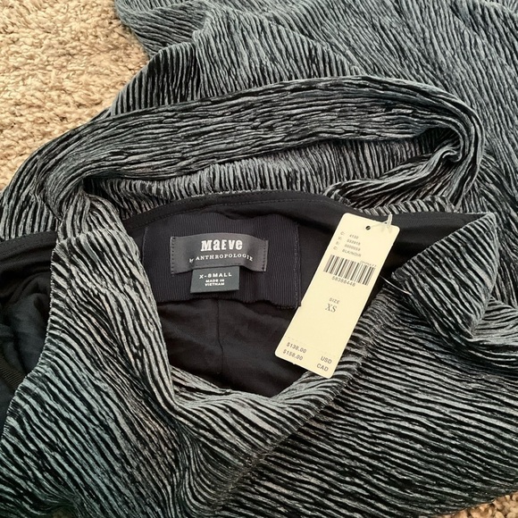 Maeve Anthropologie NWT Adrienne Twist-Back Velvet Midi Dress Black/Gray Sz XS - Picture 5 of 15